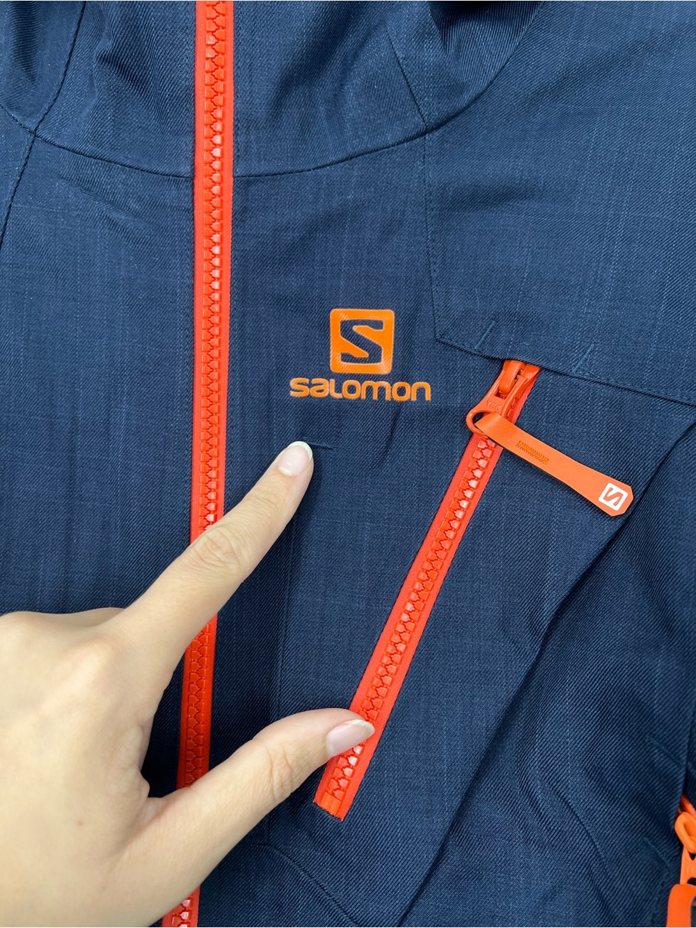 Salomon Recco Navy Orange Winter Outdoor Hooded Snowboarding Ski Shell Men's S - Picture 4 of 10